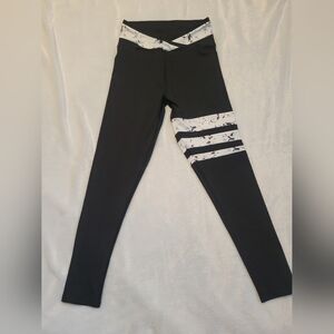 SHEIN Black Leggings with White Accents